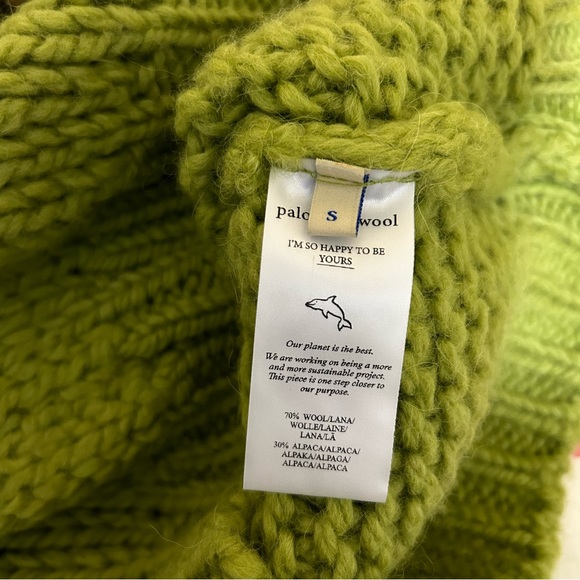 Paloma Wool Alpaca Blend Sweater Trance Green Brown Striped Chunky Pullover - Picture 9 of 10